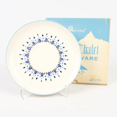 Marcrest Swiss Alpine Chalet Ceramic 11-1/2" Serving Platter USA 1960s MCM NOS - Image 1 of 4