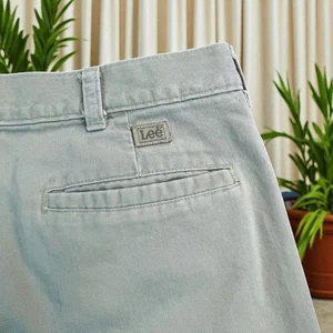 Pantalones Lee De Colección Para Hombre 33x29 Gris Plisado Informal Chino Espalda Plana Bolsillos con Botones - Imagen 1 de 12
