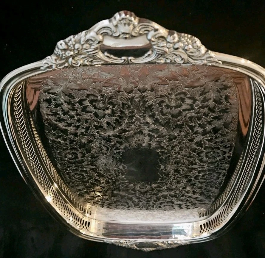 Vintage"NEW" RODD Silver Plated Serving Tray/Handles Large  13" X 20" RARE PIECE - image 1 of 4