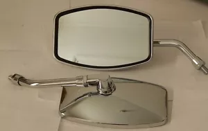 Large Cruiser Mirror Chrome Yamaha Left and Right Pair 10mm stem New - Foto 1 di 1