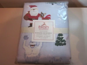 Pottery Barn Kid Rudolph Reindeer & Bumble BLUE FLANNEL Twin Sheet Set - NWT - Picture 1 of 8
