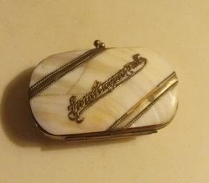 Antique Mother Of Pearl & Silver Accents Expansion Coin Purse - Picture 1 of 14