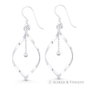 Pendientes de gancho colgantes de cuerda y remolino de aguja abierto en plata esterlina 0,925 - Imagen 1 de 1