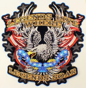 Eagle Legends Live Where Legends Soar 11 x 11 Biker Motorrad Uniform Aufnäher - Bild 1 von 1