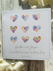 Personalised Rainbow Hearts Wedding Card, Mr & Mrs, Mr and Mr, Mrs and Mrs - Picture 1 of 3
