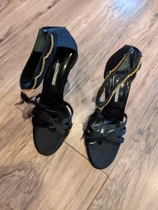 Hollywould Black  Satin Ankle Heels 9B - Picture 1 of 9