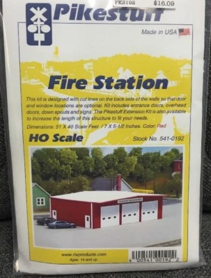Pikestuff 192 HO Fire Station  - Red (kit)   | $5 Offer - Image 1 of 3
