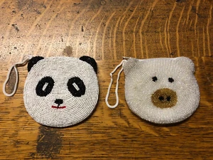 Cute Critters - Two (2) Beaded Zippered Coin Purses - Brand New - Picture 1 of 3