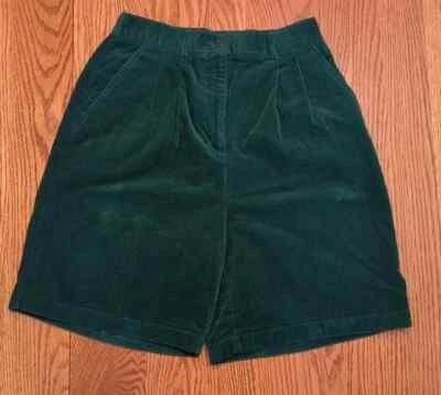 Винтажные вельветовые шорты Izod Club размер 10 темно-зеленые 💯% хлопок высокая талия со складками - Изображение 1 из 4