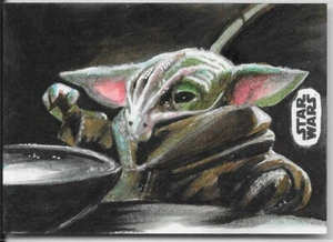 Topps Star Wars Mandalorian Season 2 Grogu Sketch by Semra Bulut  - Bild 1 von 2