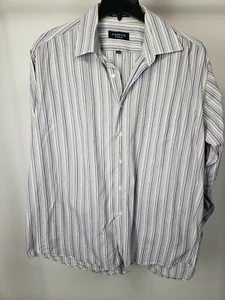 Camisa de vestir de algodón a rayas caramelo Forsyth Studio talla 17,5 34/35 - Imagen 1 de 2
