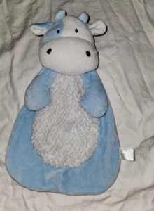 Baby Gear Blue White Cow Lovey Security Blanket NuNu Plush - Picture 1 of 12