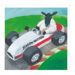 Whistlefish Jenson Mutton Humorous Art Card Button Sheep Formula One Humour Male - Picture 1 of 1