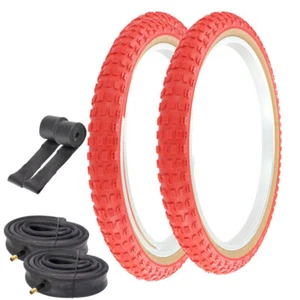 PRO+ TIRES 20 x 2.125 RED/GUM P-1079A W/ HEAVYDUTY TUBES & RIM STRIPS - Picture 1 of 1