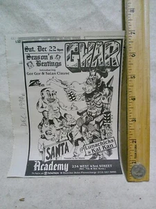 Vintage ad GWAR rock concert Dec. 1990 NYC Academy of Music clip - Picture 1 of 1