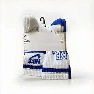 🔥Nike Dri Fit Cushioned Socks Crew WHITE Blue (6 Pack) CK7302-903 Size 5Y-7Y - Picture 1 of 6