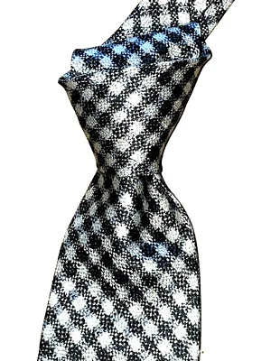 $250 NUEVO CON ETIQUETAS TOM FORD Negro y Gris Gunmetal Spray Cuadros Guinga 3.75" Corbata Cuello Seda Foto 1 de 4