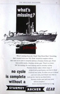 1959 STURMEY-ARCHER Bicycle Gears AD 'Dark' Class Patrol Boat - Print ADVERT - Picture 1 of 1
