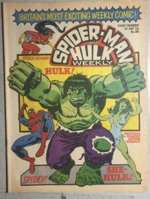 Spider-Man & Hulk semanal #385 (1980) Marvel Comics Reino Unido Spider-Woman She-Hulk bien- Foto 1 de 2