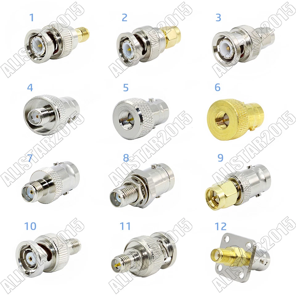 1x SMA RP-SMA Male Female to BNC RP-BNC Plug Female Jack Adapter Coax Connector - Image 1 of 1