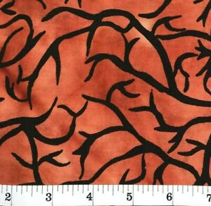 Branches on Rust Red Batik - Quilt Fabric - Fat Quarter