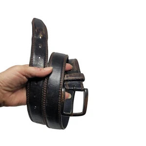 Columbia Gürtel schwarz Echtleder bronzefarben abgenutzt XL Kontrastnähte - Bild 1 von 9