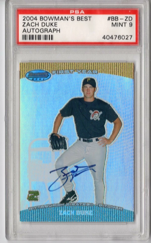 2004 Bowman Best Autograph Zach Duke Rookie Graded PSA 9 - Image 1 of 1
