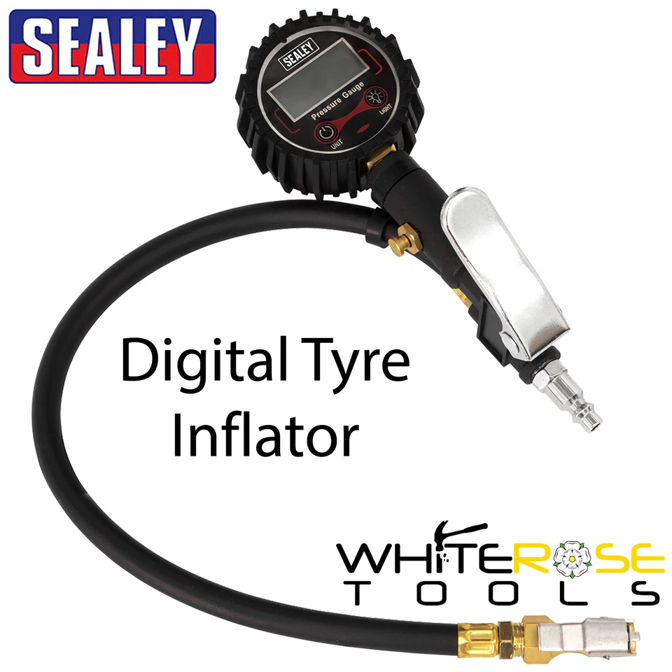 Sealey Digital Tyre Inflator Clip On Connector Dial Gauge Air Line Wheel Pump - Image 1 of 1
