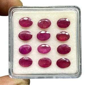 12 Pcs Natural Ruby 6.4-7mm Oval Cut Sparkling Red Loose Gemstones Wholesale Lot - Picture 1 of 12