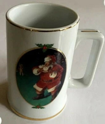 Taza de Navidad Coca Cola Santa 1996 "When Friends Drop In" Borde Dorado 🎅 Foto 1 de 2