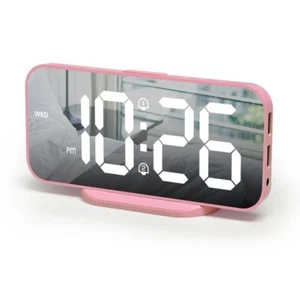 Digital Alarm Clock with Dual Alarms Mirror LED Bedroom Alarm Clocks for Kids... - Picture 1 of 6