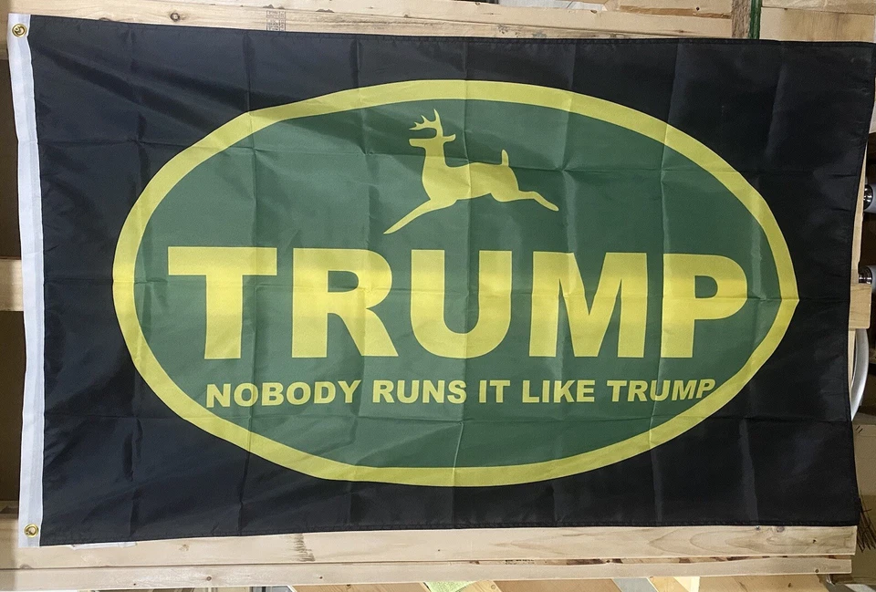 Donald Trump Flag FREE SHIP John Deere Nobody Runs It Beer Farm USA Sign 3x5’ - Image 1 of 1
