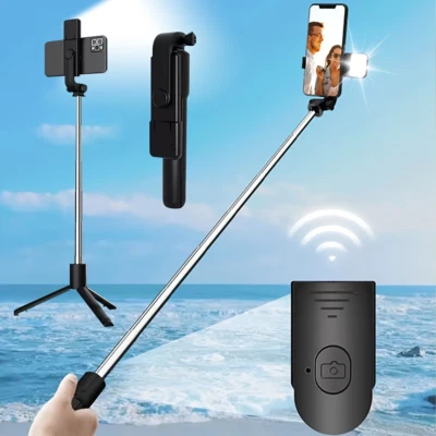 Selfie Stick tripod wireless desktop stand for iPhone 15 14 13 12 11 Pro Max- - Image 1 of 4