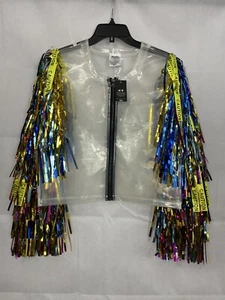 Harley Quinn Birds Of Prey Caution Tape Jacket Clear Multicolor Size S/M New NWT - Picture 1 of 12