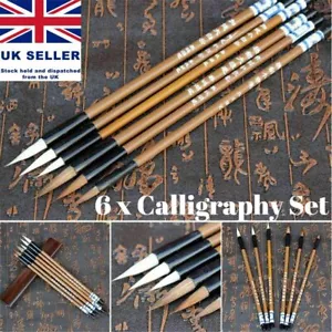 6 x Traditional Chinese Calligraphy Wolf's Writing Practice Writing Brush Set - Picture 1 of 6