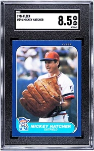 1986 Fleer, #396, Mickey Hatcher, guanto oversize, SGC 8,5, gemelli, bello! - Foto 1 di 2