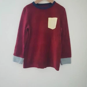 Boys New Mini Boden Top Age 5-6y Velour Long Sleeve Sweatshirt T-Shirt Burgundy - Picture 1 of 3