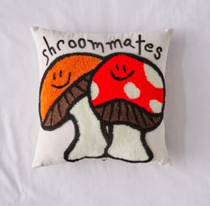 Urban Outfitters Shroommates Throw Pillow 16 x 16 Square Mushroom Decorative  - Picture 1 of 6