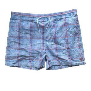 Polo Ralph Lauren Men's Plaid Swim Trunks Shorts XXL Blue Orange Casual Flawed - Picture 1 of 9
