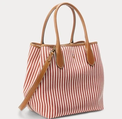 Women's Polo Ralph Lauren Bellport Striped Canvas & Leather Tote Beach Bag - Image 1 of 4
