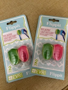 Flip Pit Zahnbürste Home & Travel Caps Pink Grün 4 Stück Gesamt Badezimmer - Bild 1 von 2