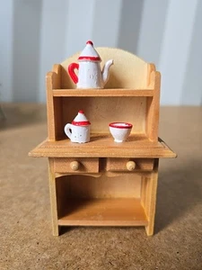 Dolls House Kitchen Unit With Fixed Accessories Wooden - Imagen 1 de 9