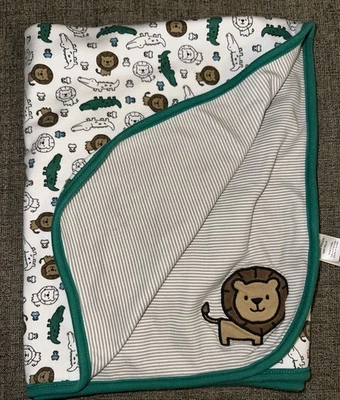 Manta bebé Carter’s Just One You blanca verde cocodrilo selva león rayas rana Foto 1 de 4