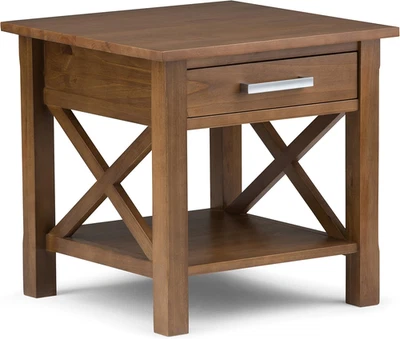 Kitchener SOLID WOOD 21 Inch Wide Square Contemporary End Side Table in Medium S - Image 1 of 4