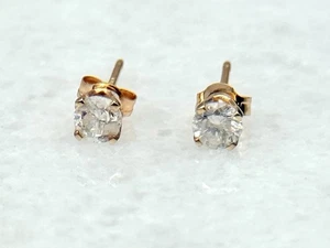 Vintage Ohrstecker 14 Karat Gelbgold 1/3 ctw runder Brillant natürlicher Diamant - Bild 1 von 3