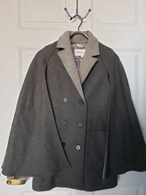 BCBGeneration Wool Blend Double Breasted Gray Cape Jacket Size S NWOT - Image 1 of 4
