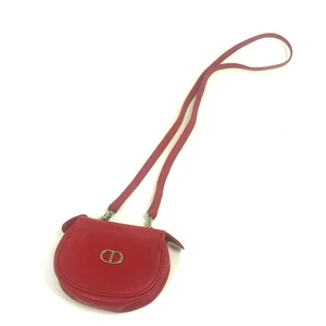CHRISTIAN DIOR CDHardware Mini Pochette  Shoulder Bag Leather Red/SilverHardware - Picture 1 of 16