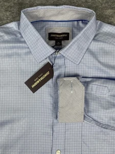 NWT Johnston & Murphy Shirt Mens XL Light Blue Minidashpane Flip Cuff - Picture 1 of 7