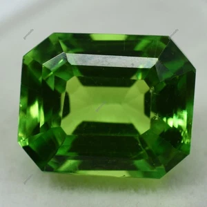Natural Peridot EMERALD SHAPE Green 8.60 Ct CERTIFIED Rare Loose Gemstone - Picture 1 of 5