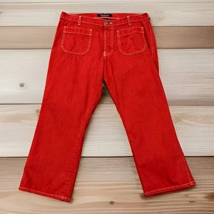 Women’s Size 6 Abercrombie & Fitch Red Denim Cropped Jeans Button Fly - Picture 1 of 8